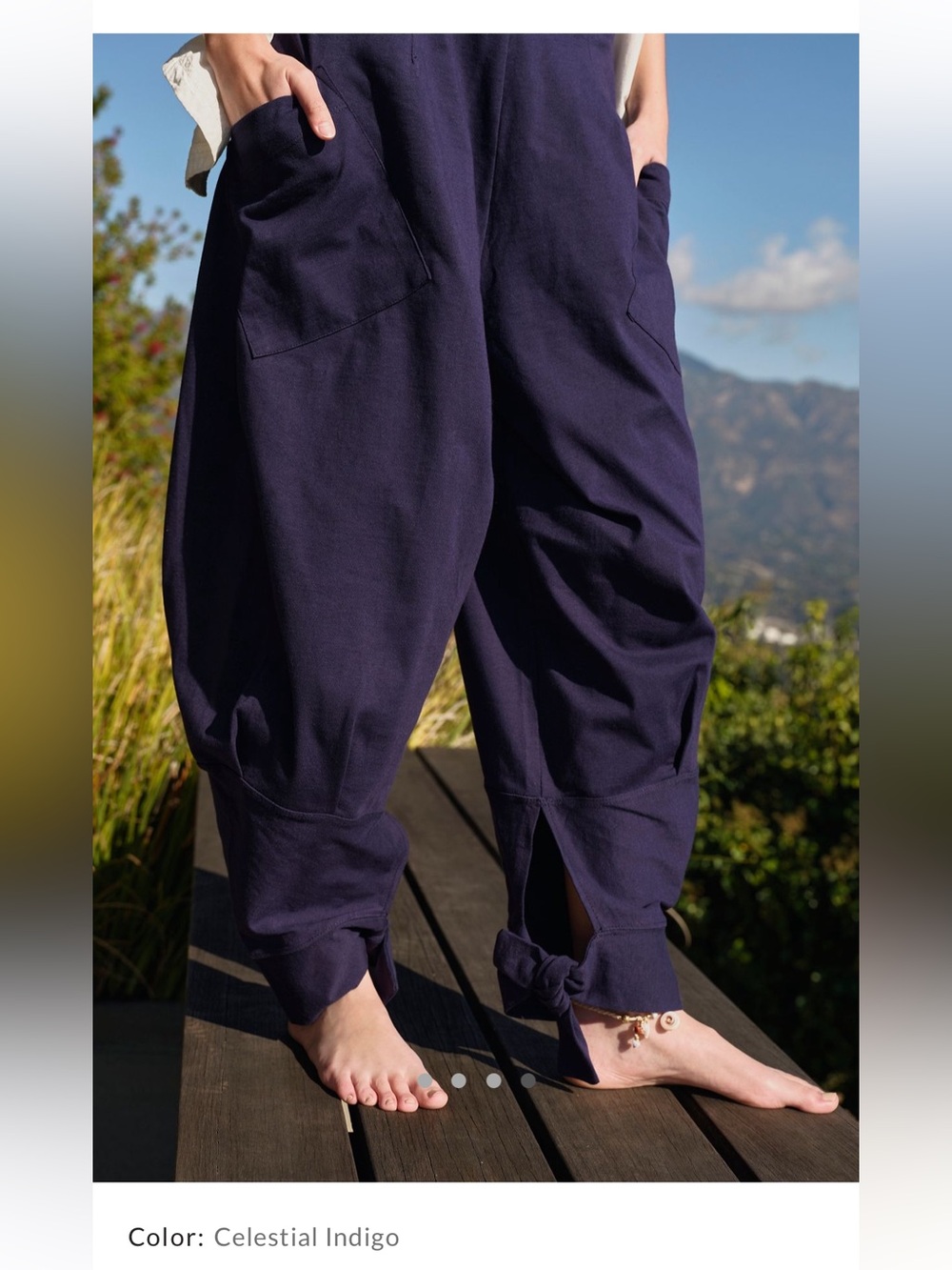 Free People celestial indigo harem bow pants small